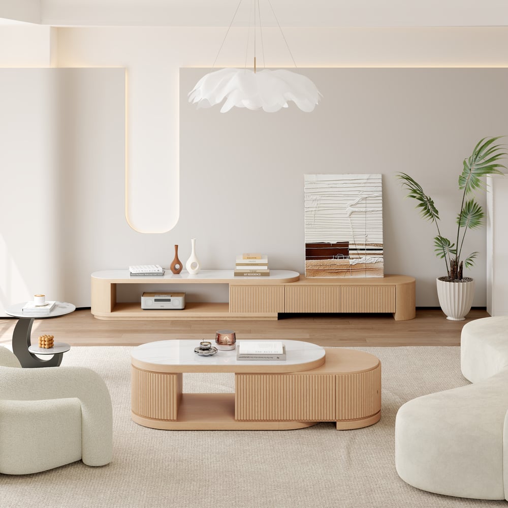 Velar 47"-67" Extendable Coffee Table with Sintered Stone Top and Storage window image