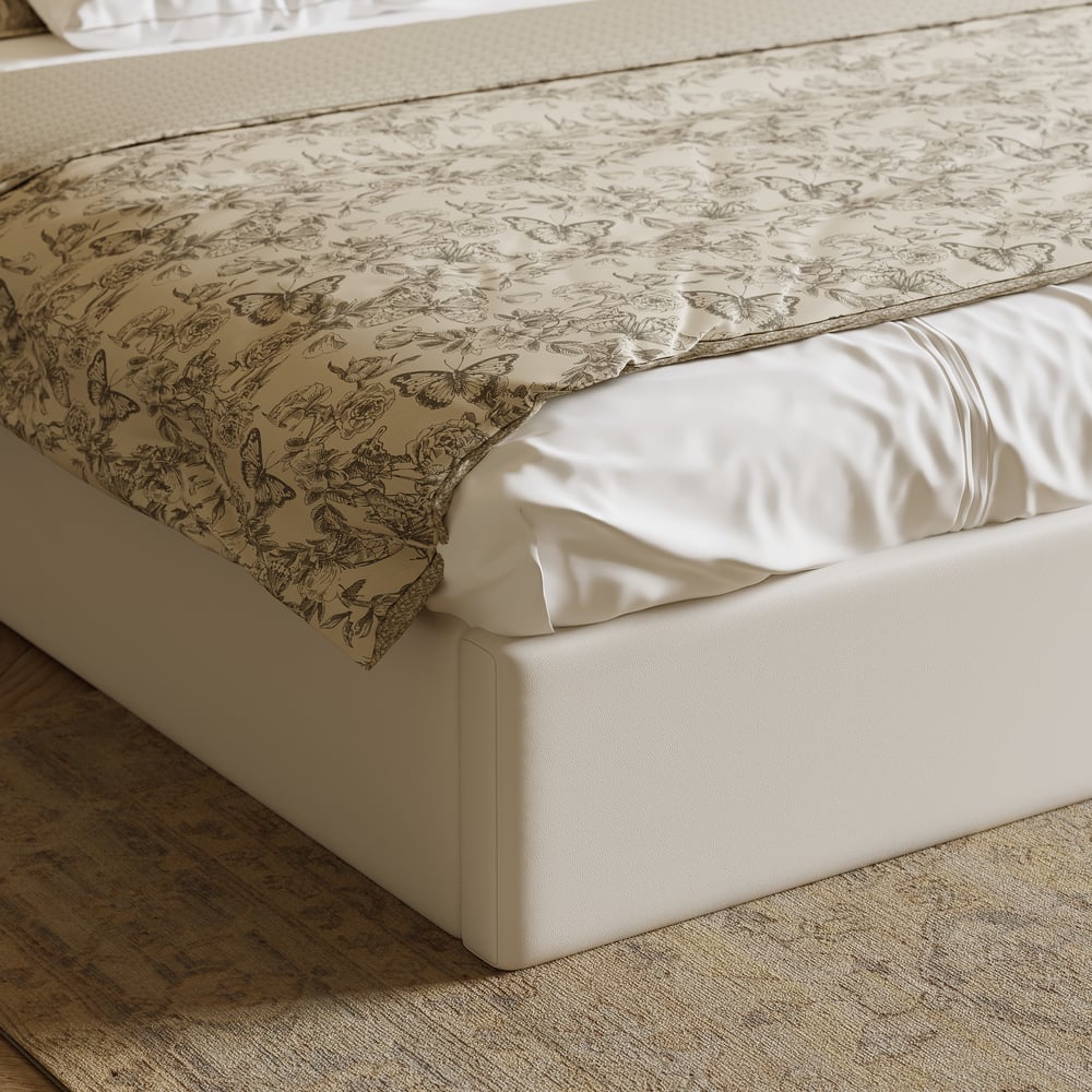 Modern King Size Faux Leather Bed with Wide Headboard Bed & Integrated Lighting window image