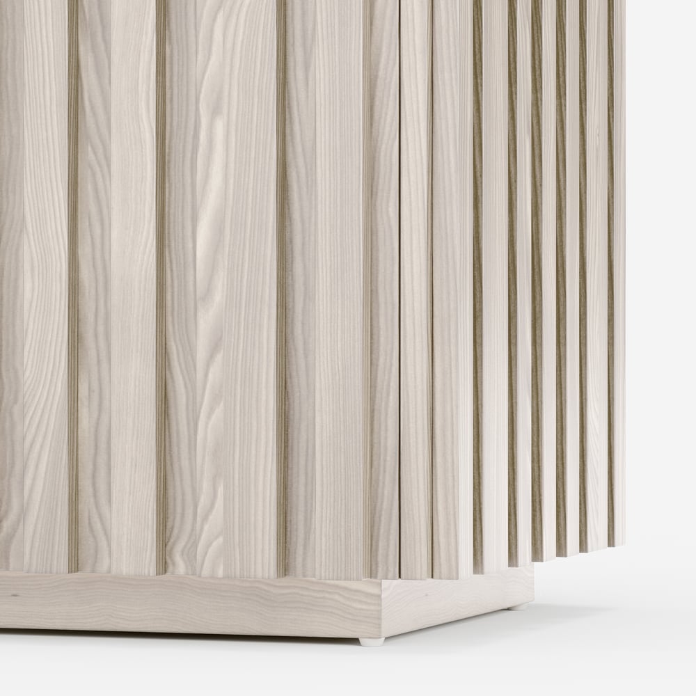 Aura Ash Wood Fluted Washwhite Side Table with Sintered Stone Top window image