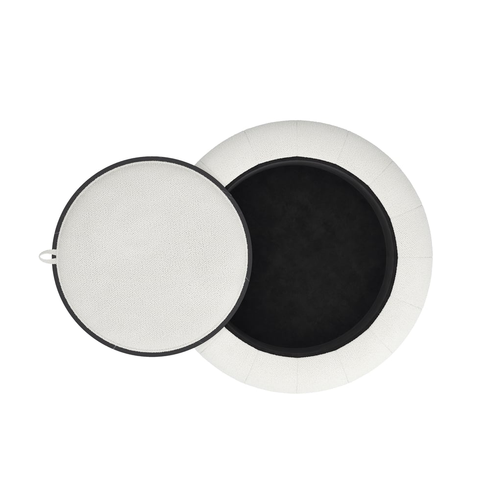 Modern 39" Round Performance Chenille Ottoman Coffee Table with Hidden Storage window image