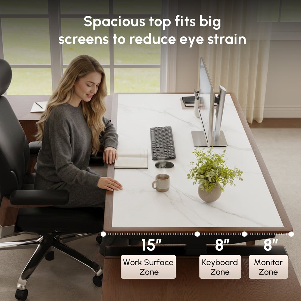 Modern 71" Modular Executive Standing Desk with Storage, Power Access & Memory Control window image