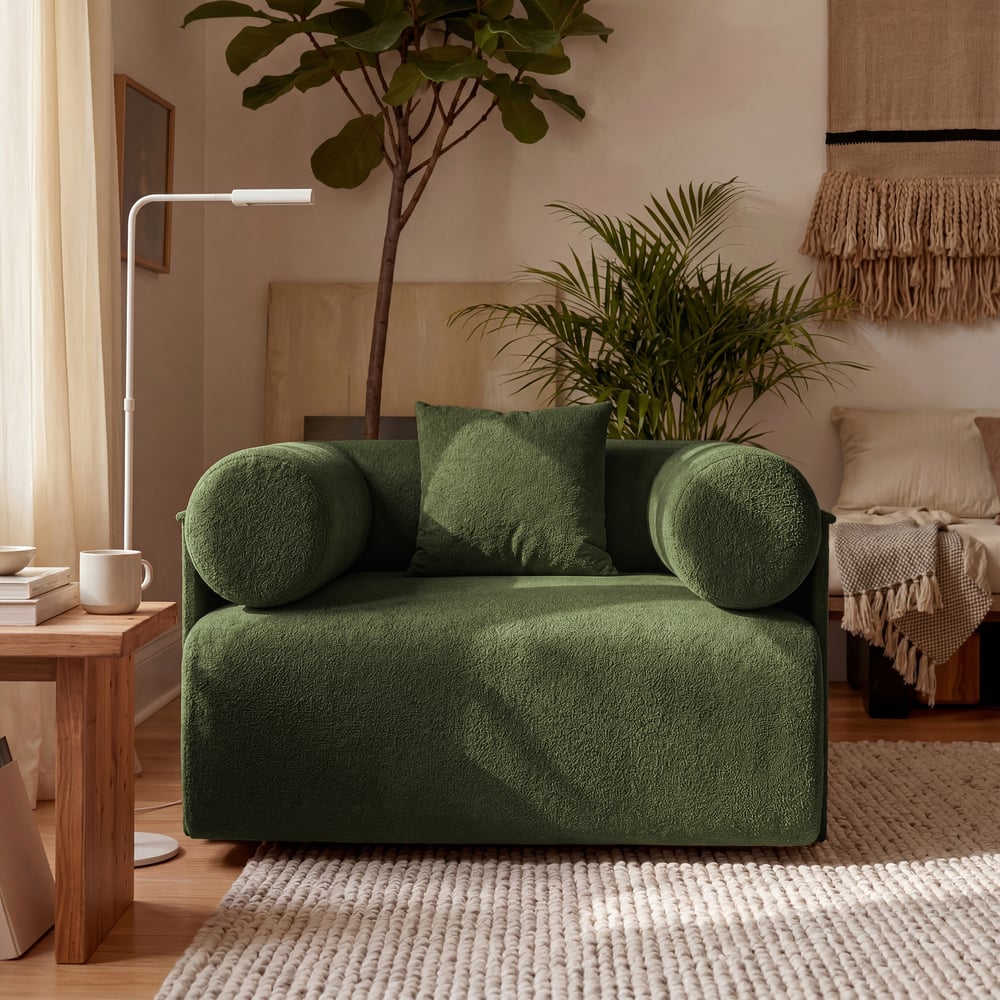 Serene Modern Green Velvet Lounge Accent Chair window image