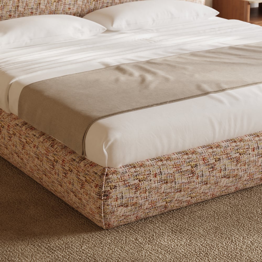 Modern King Size Chenille Upholstered Cloud Bed window image