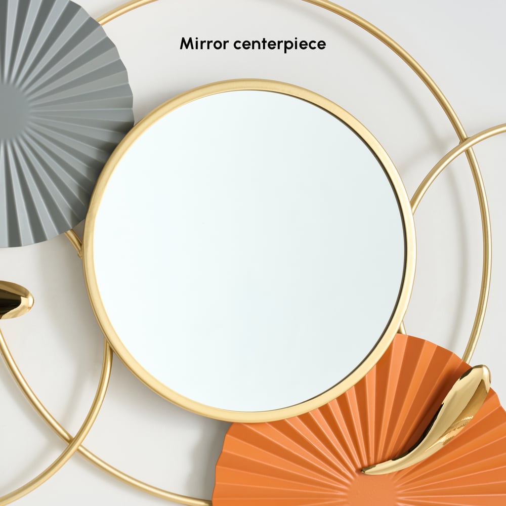 46" Modern Wall Mirror – Geometric Iron Art Decorative Mirror window image