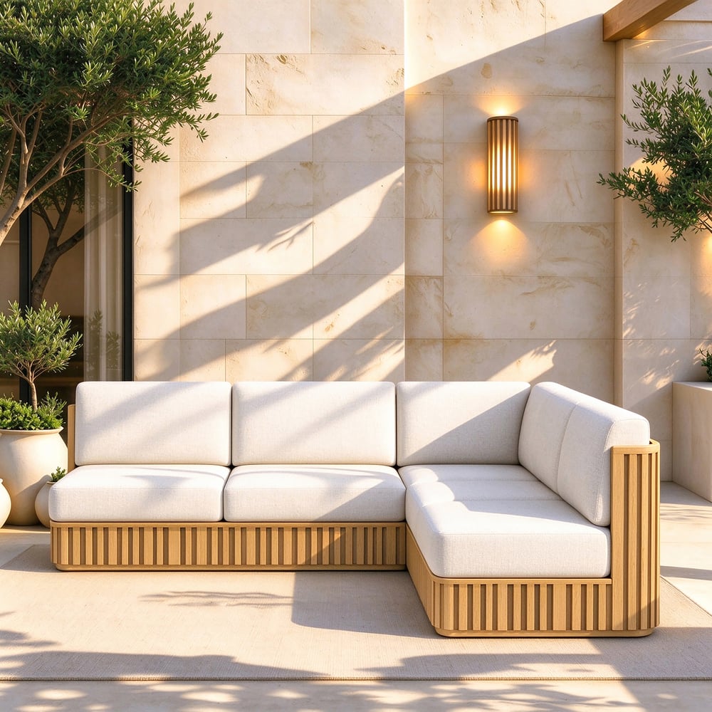 Flutera 3-Piece Outdoor Fluted Aluminum Sectional Sofa Set window image
