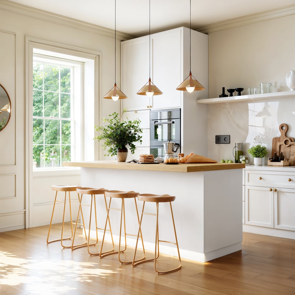 72" Japandi Style Wood Kitchen Island with Multi-Storage and LED Light Natural & White window image