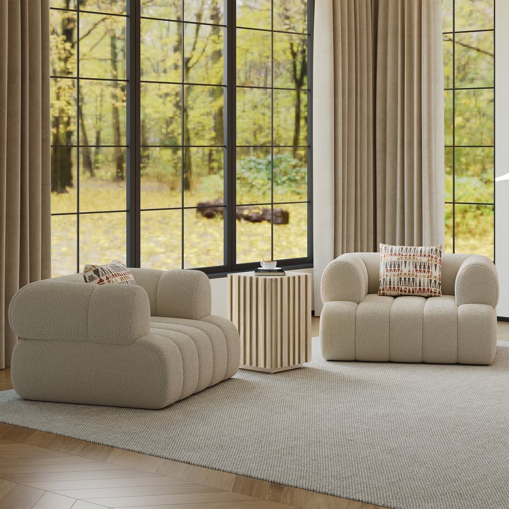 Aura Ash Wood Fluted Washwhite Side Table with Sintered Stone Top window image