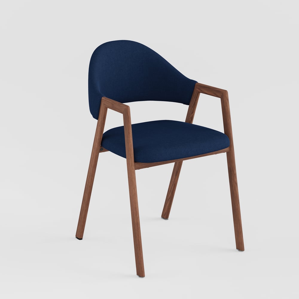 Modern Blue Linen Dining Chair with Upholstered, 2 Pieces window image