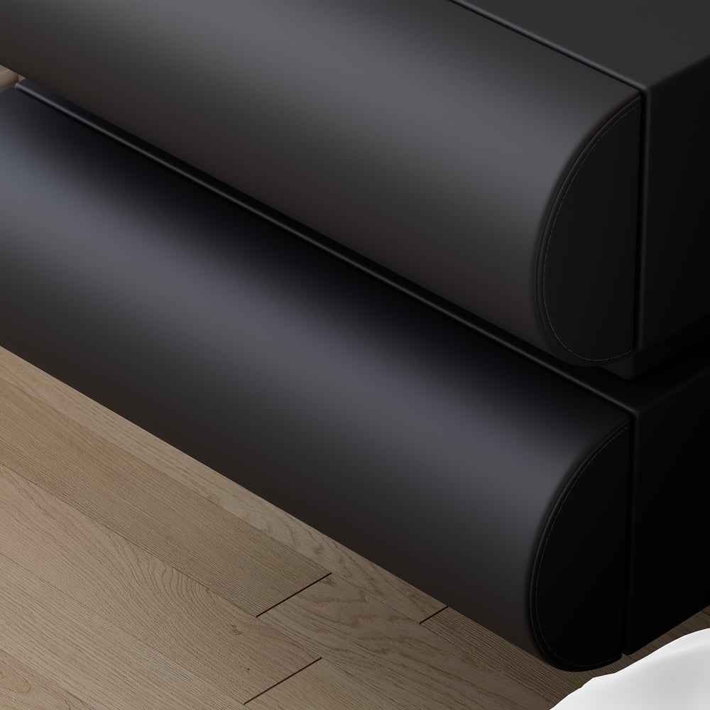 Comodino Intelligente Sospeso in Pelle Humply con Cassetto Immagine della finestra