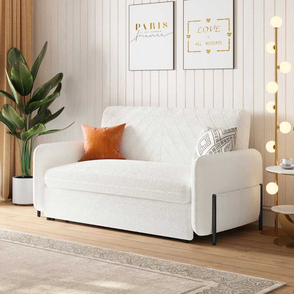 Sofá cama convertible de bouclé de 2 plazas 172 cm Imagen de ventana