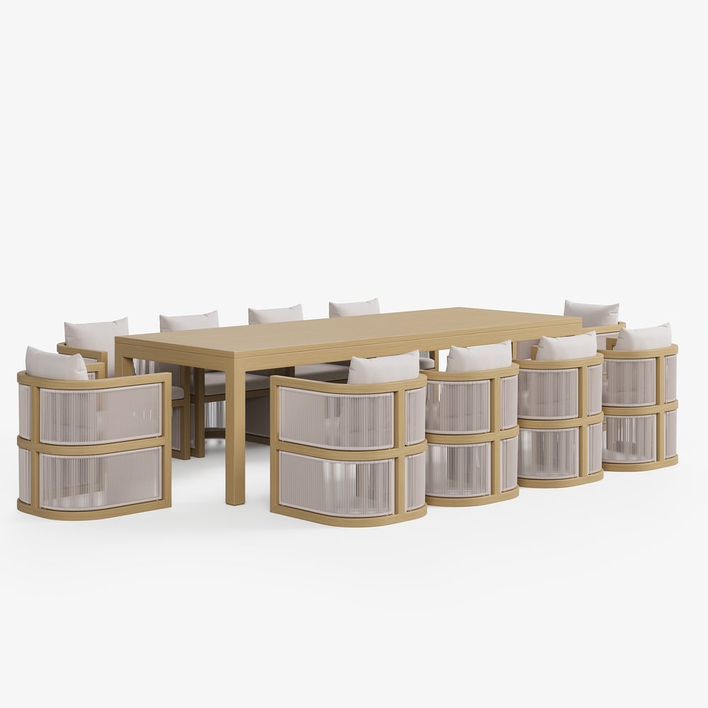 Wevara 11-Piece Outdoor Rope Weave Dining Set with 10 Chairs in Natural window image