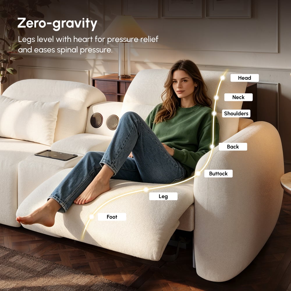 102" 2-Seater Chenille Dual-Motor Power Reclining Sofa with Multifunctional Center Console window image