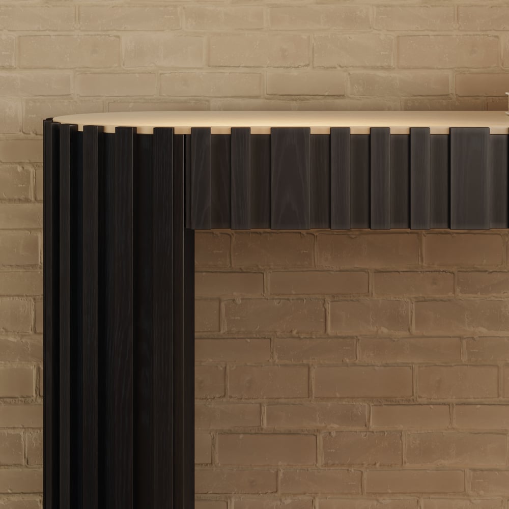 Aura 60" Ash Wood Fluted Black Console Table With Sintered Stone Top window image