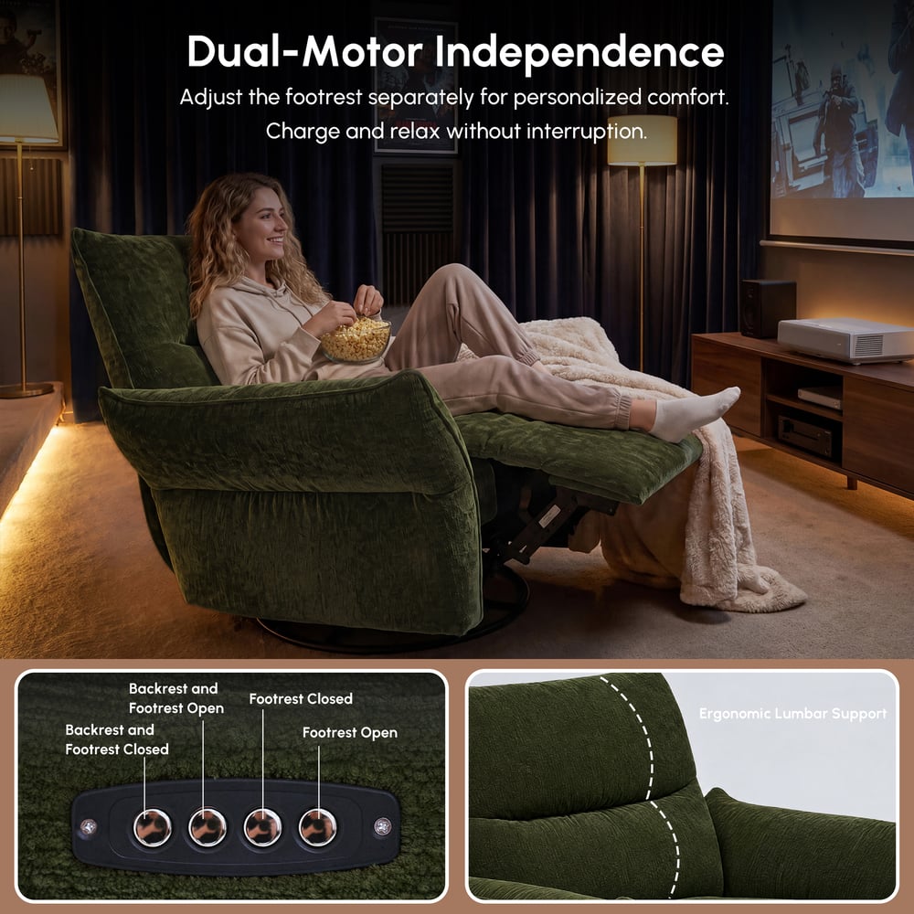 Florvia Chenille Dual-Motor Reclining Lounge Chair window image
