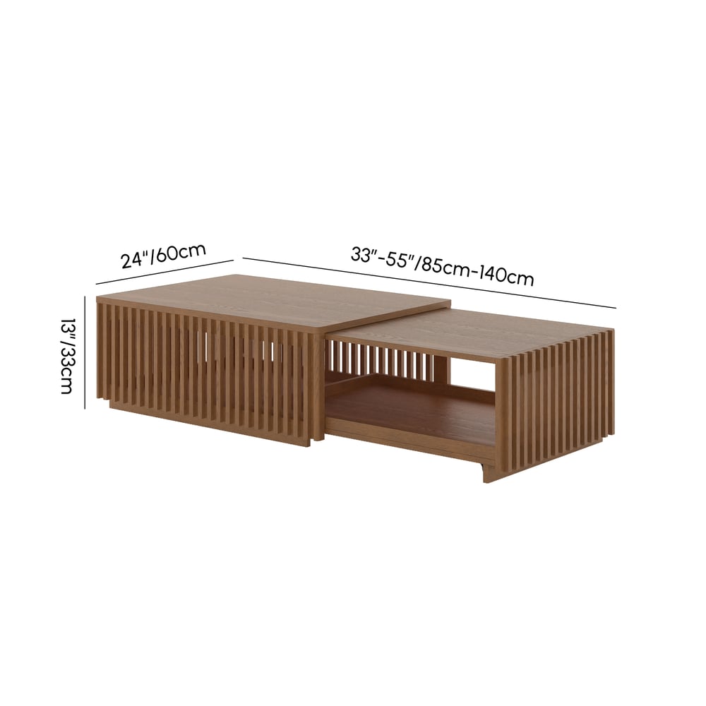 33"-55" Extendable Walnut Coffee Table with Storage weights dimensions image