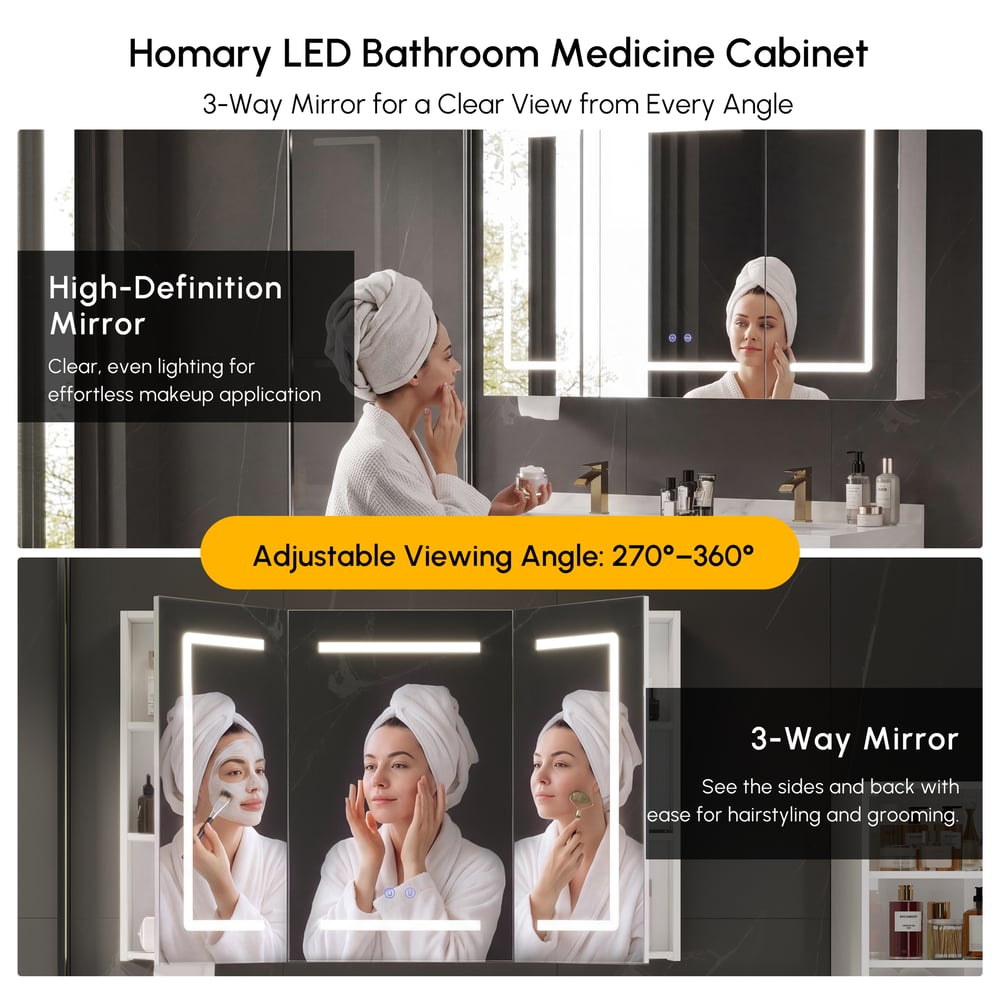 47" LED Bathroom Medicine Cabinet Dimmable with Defogger, Tissue Slot and Outlet window image