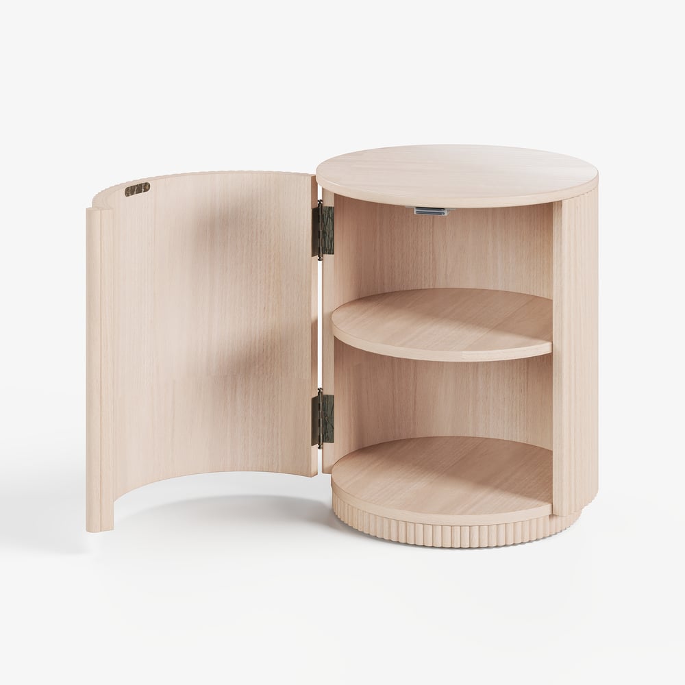 16" Engineered Wood Fluted Storage End Table window image