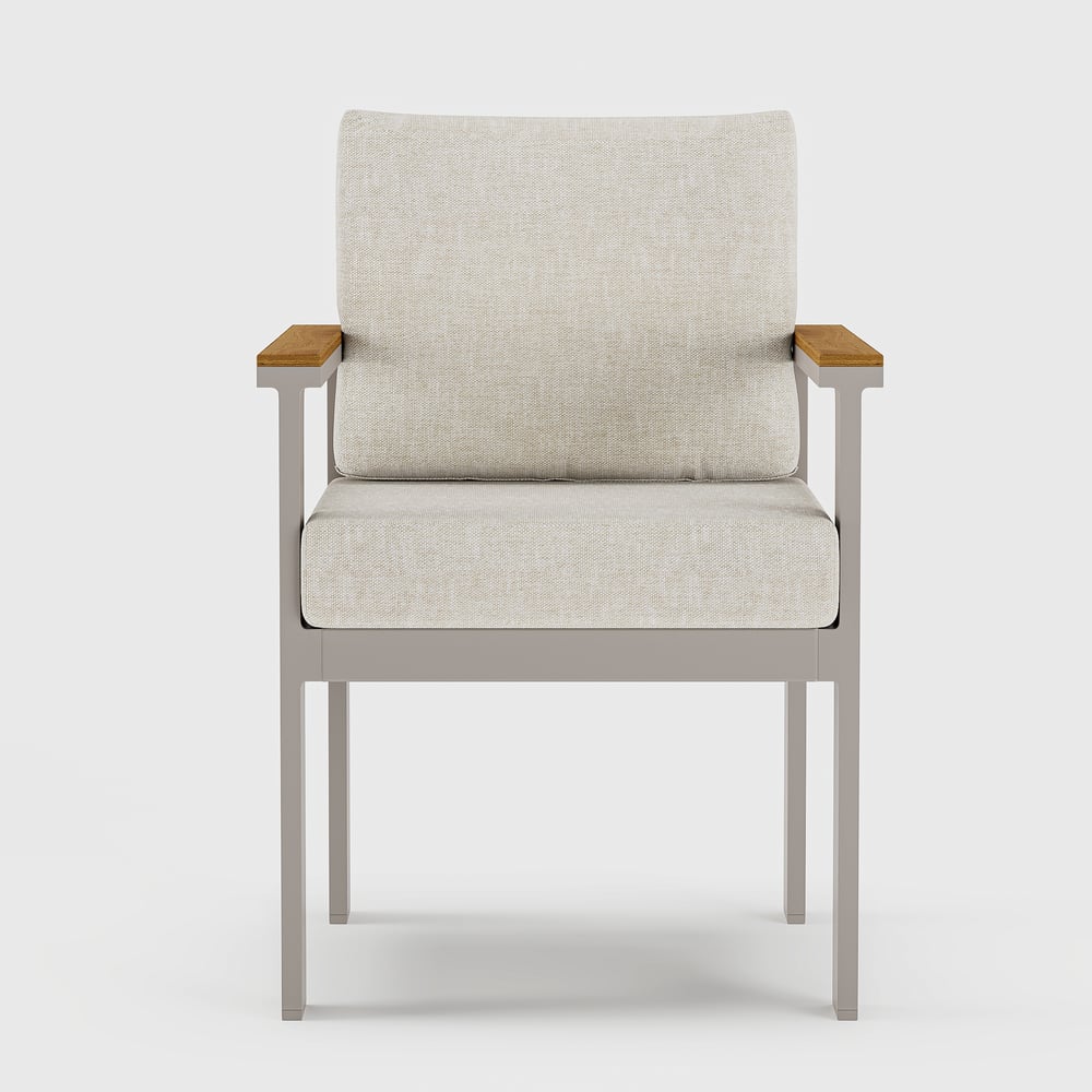 Tevara Outdoor Teak & Aluminium Dining Chairs in Sand, Set of 2 window image