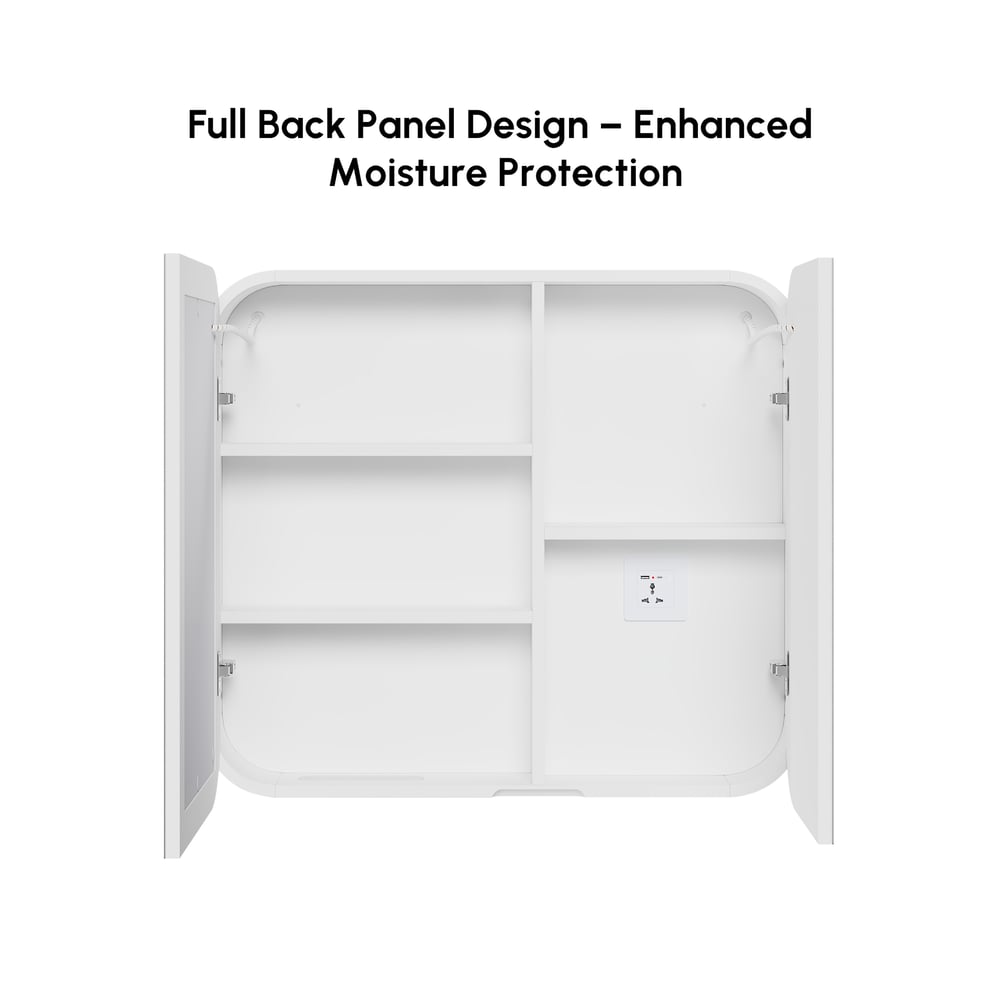31" LED Bathroom Mirror Cabinet with Defogger, 3-Color Light, Tissue Slot window image