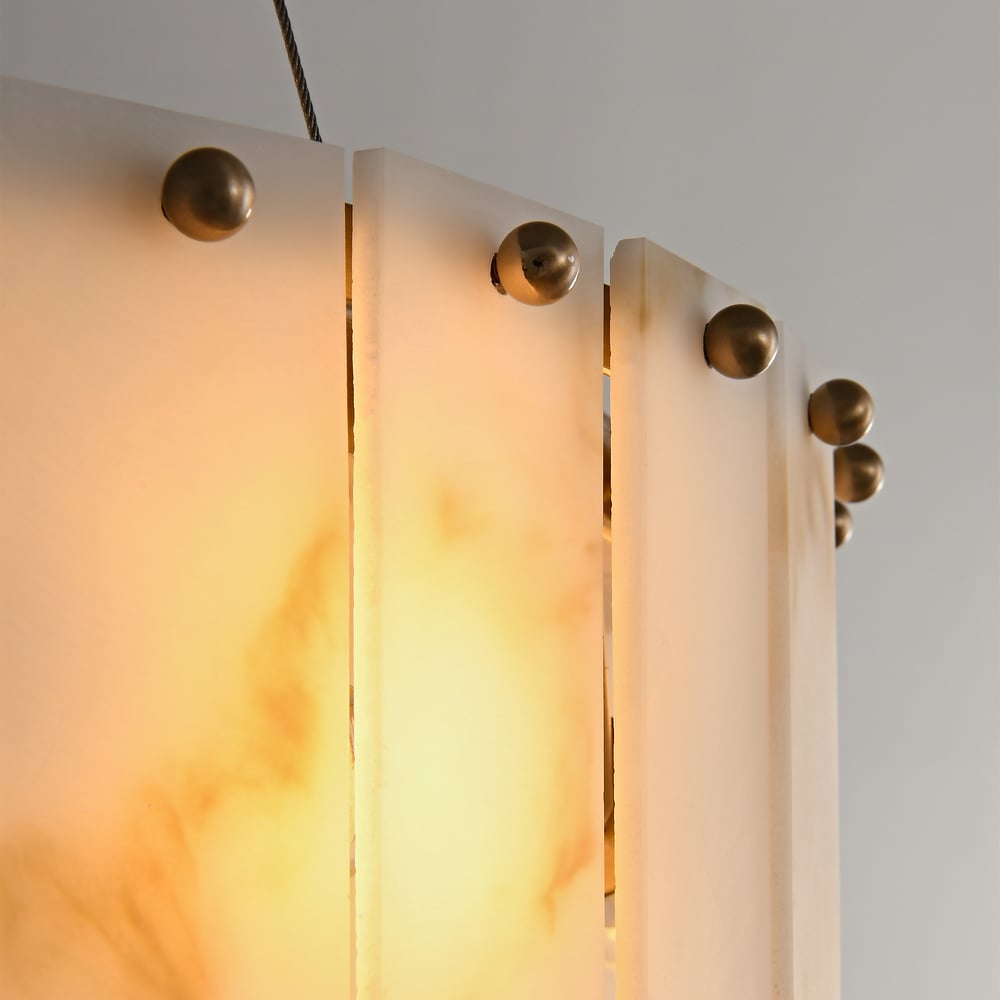 8-Light Tiered Chandelier Alabaster-Look 24" window image