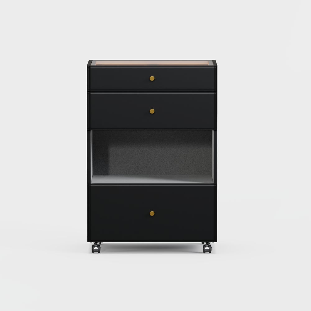 Selvo Walk-In Closet Island Jewelry Dresser with Glass Top & Light window image