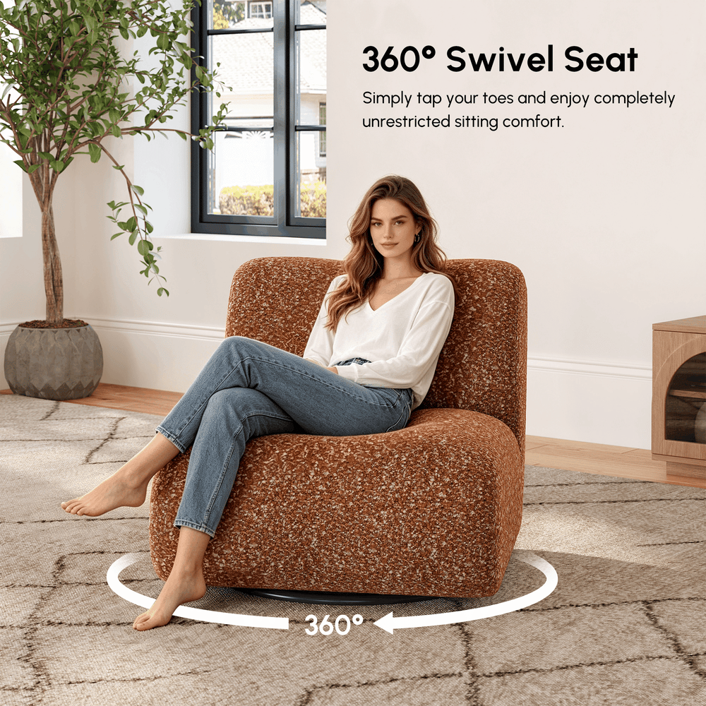 Modern 17" Performance Boucle Swivel Slipper Accent Chair window image