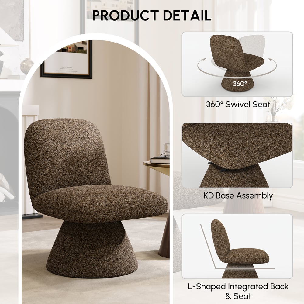18" Boucle Upholstered Swivel Slipper Accent Chair window image