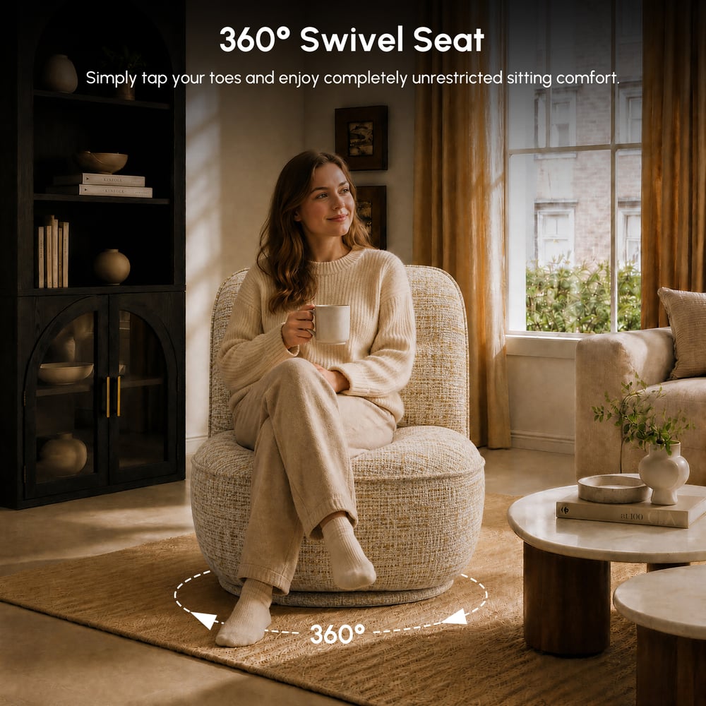 Performance Linen Swivel Slipper Accent Chair window image