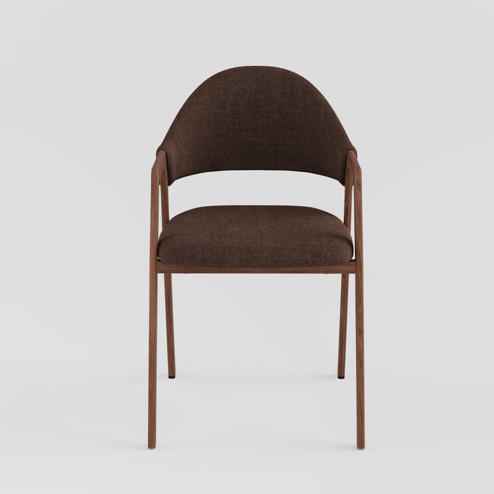 Modern Brown Linen Dining Chair with Upholstered, 2 Pieces window image