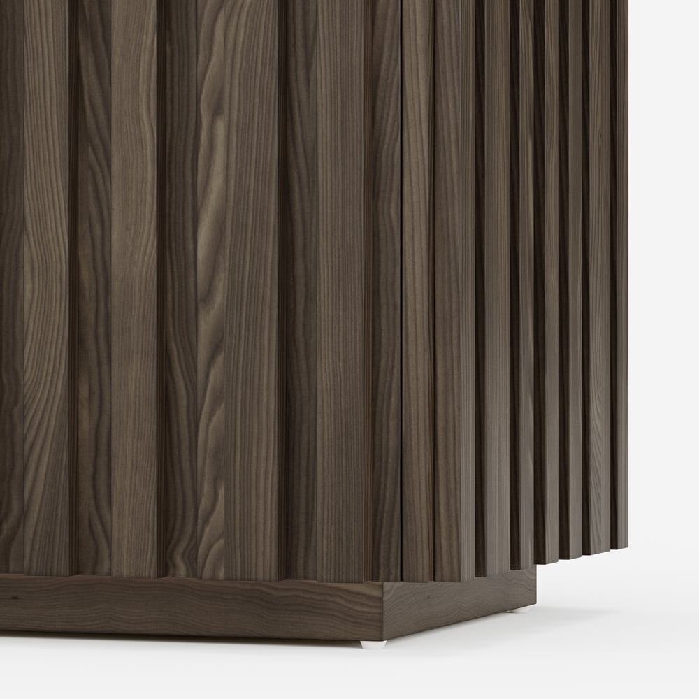 Aura Ash Wood Fluted Side Table with Sintered Stone Top window image
