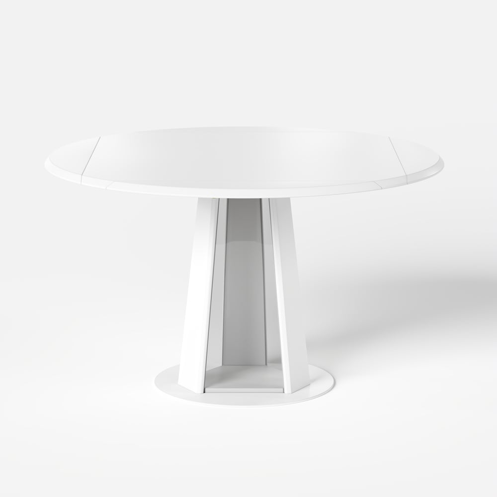 36"-47" Solid Matte Warm White Wood Extendable Dining Table with Light window image