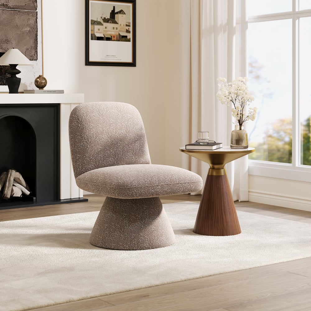 18" Performance Boucle Upholstered Swivel Slipper Accent Chair window image