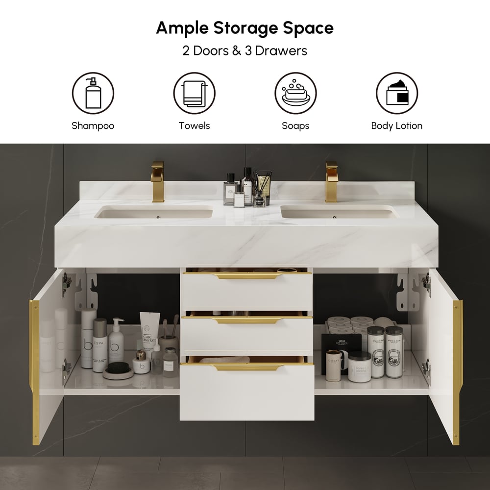 Aro 120cm Floating Double Bathroom Vanity with Sink and Sintered Stone Top window image