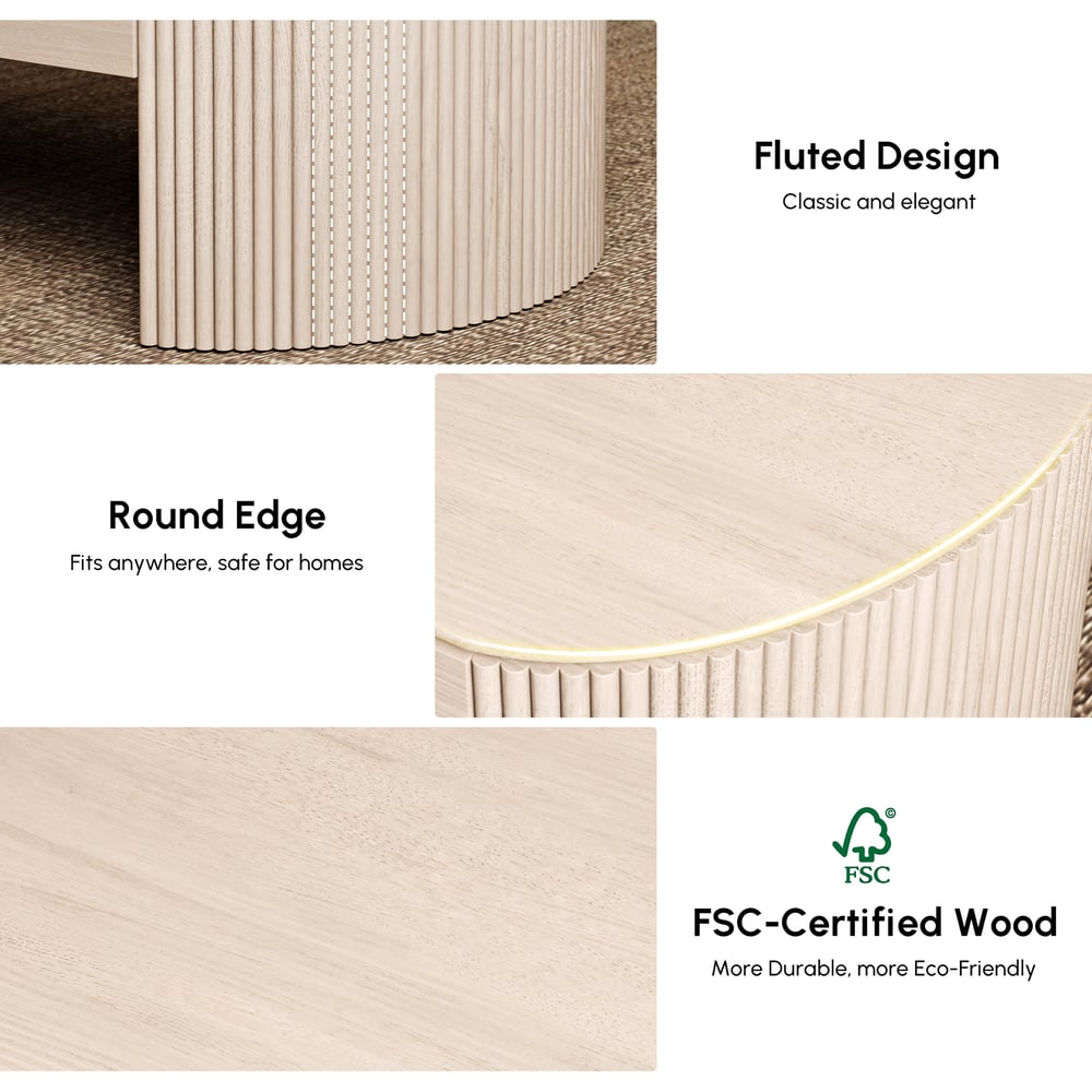 Mesa de Centro Retrátil Oval de 47" Mid-Century Modern Imagem da janela