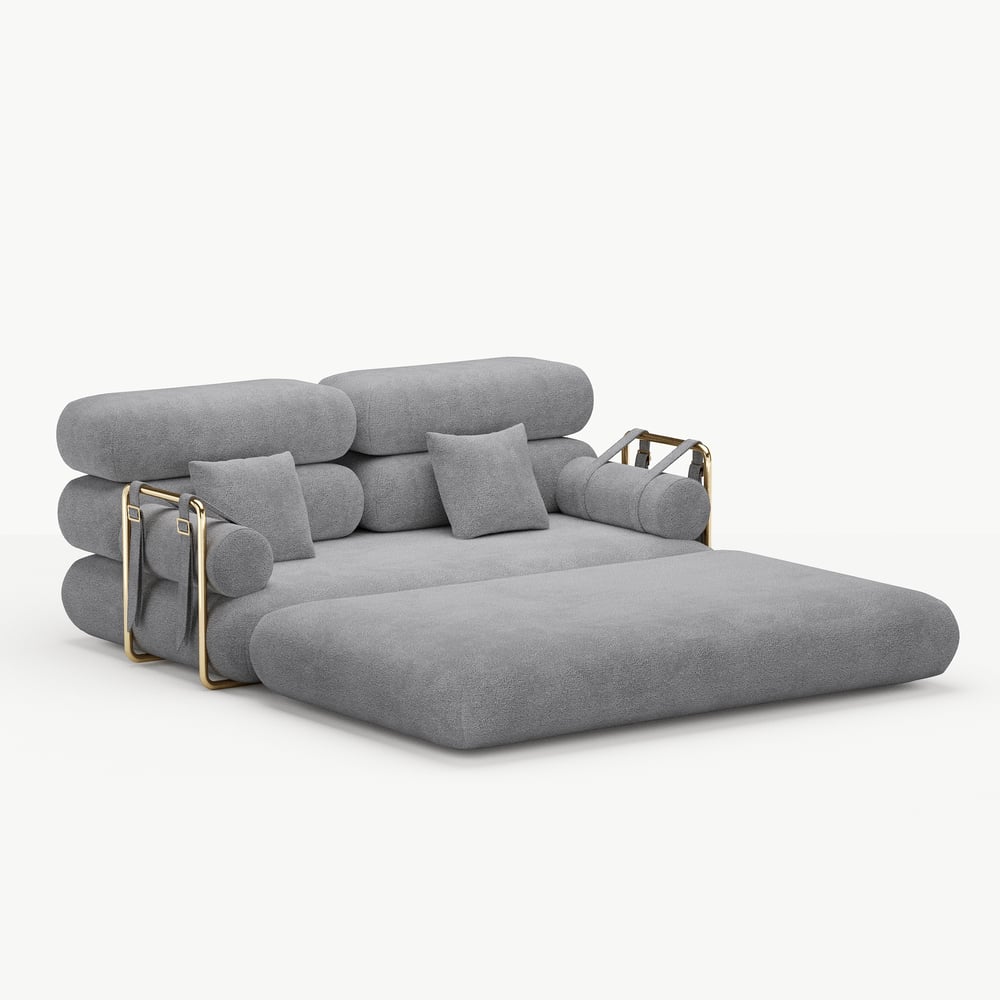 67" Full 2-Seater Chenille Velvet 4 in 1 Futon Convertible Sleeper Sofa window image