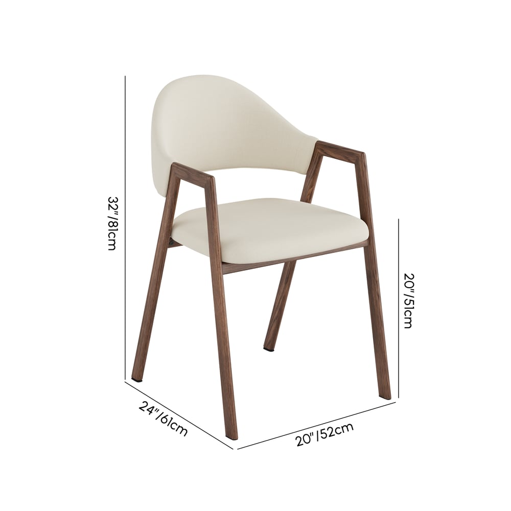 Chaise de salle à manger en lin blanc chaud, lot de 2 Poids, dimensions, image
