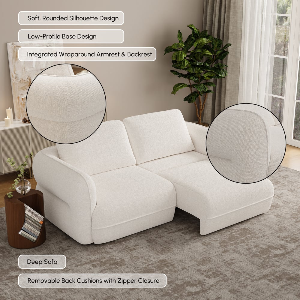 Modern 87" 2-Seater Chenille Power Convertible Sleeper Sofa with Remote Control window image