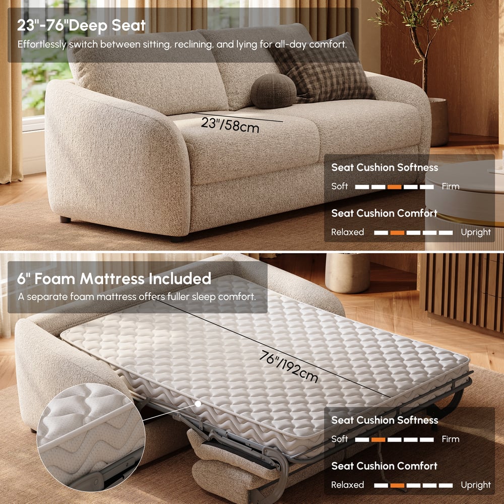 Sofá-cama de chenille com desempenho moderno Imagem da janela