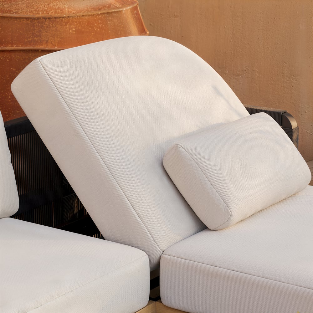 Costra Woven Outdoor Sectional Sofa Set with Adjustable Reclining Chaise and Coffee Table Black window image