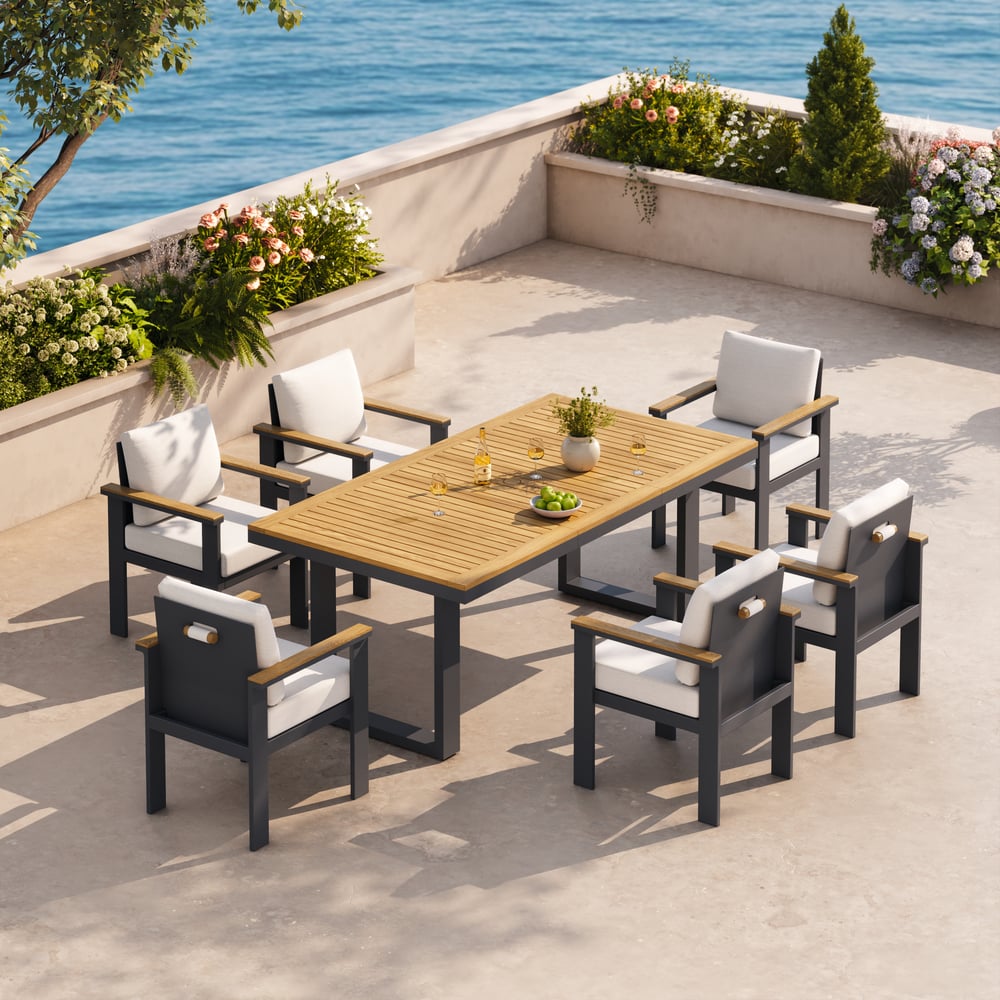 Tevara Outdoor Extendable Teak & Aluminium Dining Table window image