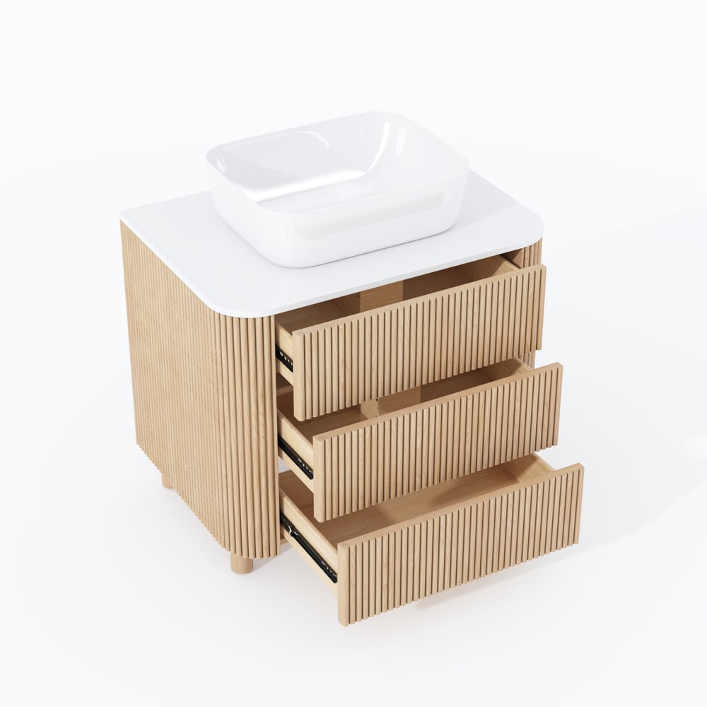 32" Fluted Single Bathroom Vanity with Vessel Sink Freestanding Design window image