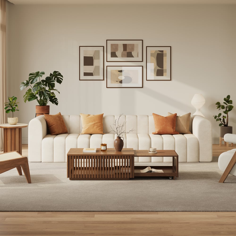 33"-55" Extendable Walnut Coffee Table with Storage window image