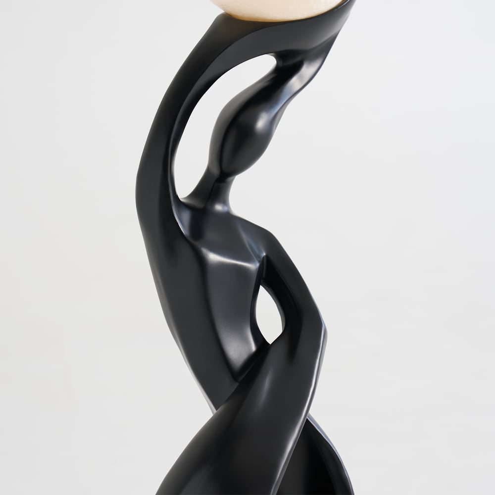815mm Abstract Black Sculpture Lamp with LED Ball, Touch & Remote Control, Rechargeable window image