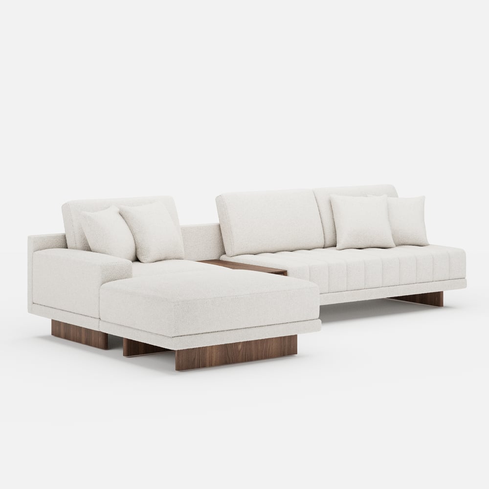 Vewal 126-inch L-Shaped Boucle Modular Sectional Sofa with Chaise & Ottoman window image