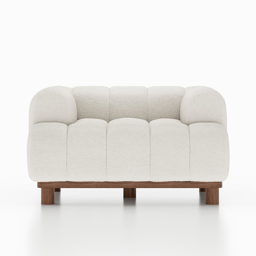 49" Boucle Lounge Accent Chair with Armrest and Wood Legs window image