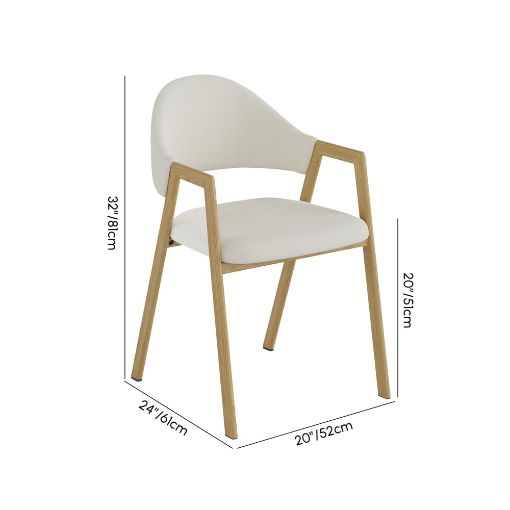 Modern Warm White Boucle Dining Chair with Upholstered, 2 Pieces weights dimensions image