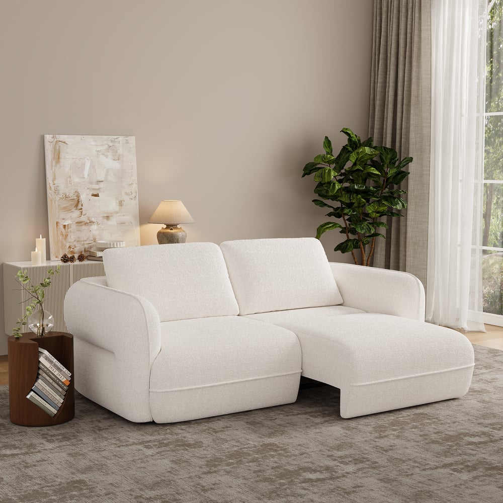 Modern 87" 2-Seater Chenille Power Convertible Sleeper Sofa with Remote Control window image