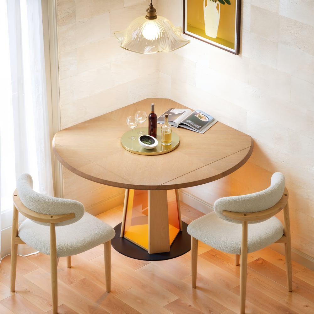 36"-47" Solid Natural Wood Extendable Dining Table with Light window image