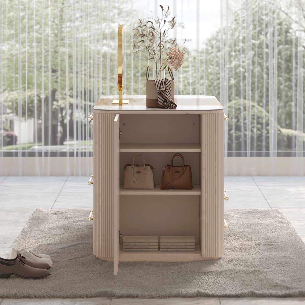 47" Tempered Glass Top Closet Island with Mirror & Jewellery Storage Dresser Vanity window image