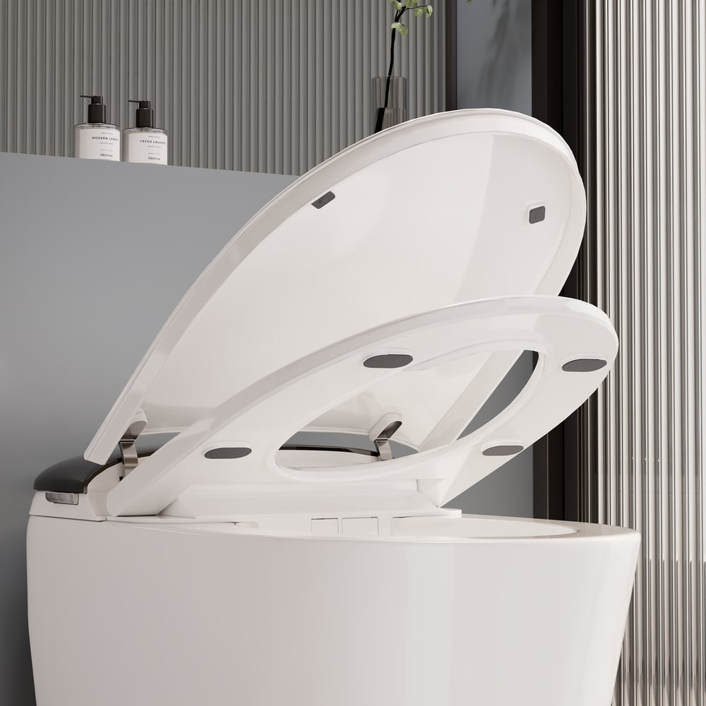 Smart Bidet Toilet with Built-in Tank, Foam Shield, ADA Seat Height, Auto-Open Lid window image